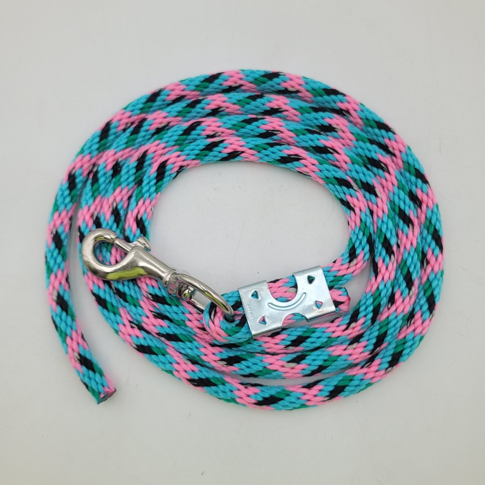Amish Made 7ft Synthetic Braided Lead Rope Pink Teal Black Horse Tack